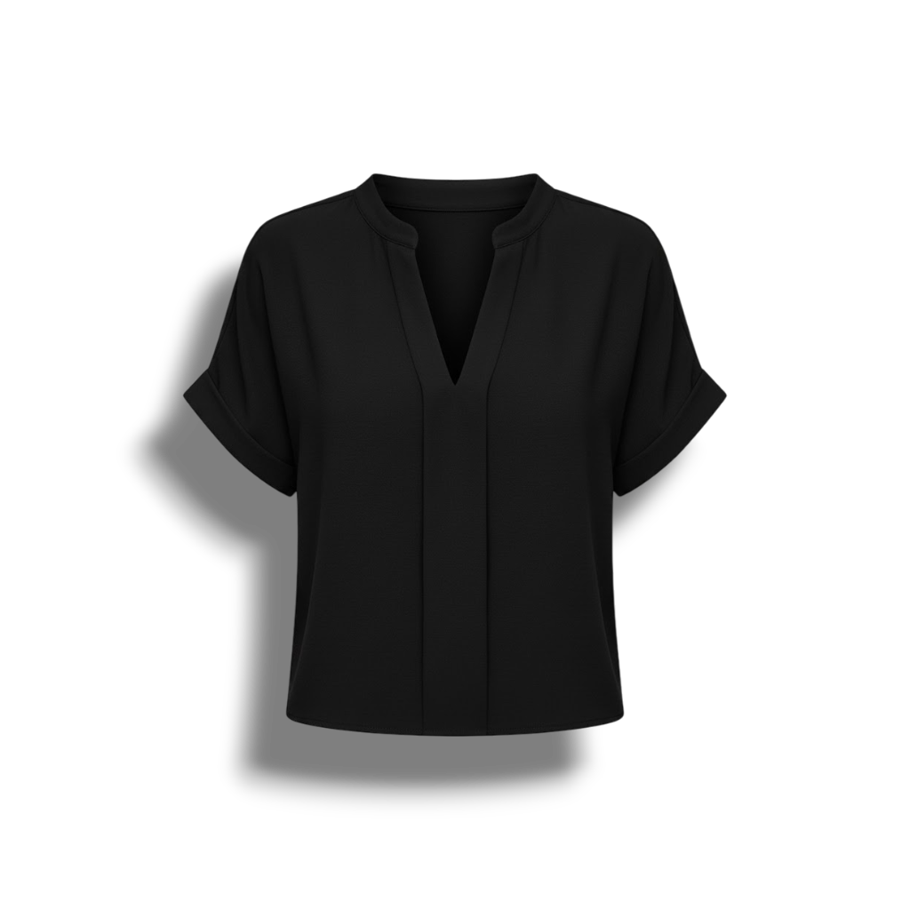 Amy - Elegant Women's Short-Sleeved Blouse with V-Neck Design