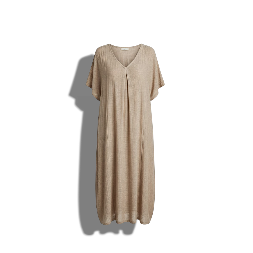 Gloria - Elegant Women's V-neck Midi Dress for Effortless Style