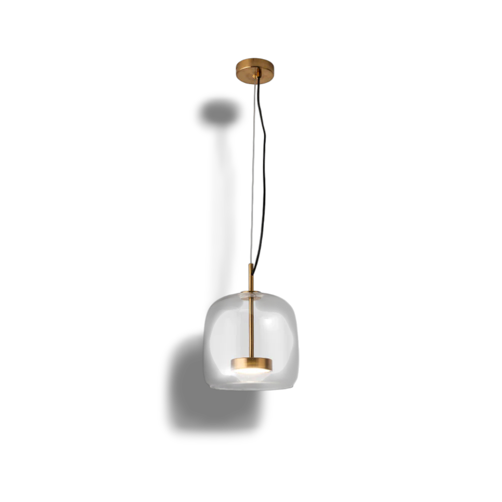 Framevia - AmberGlow Retro LED Pendant Lights Gold Metal Glass