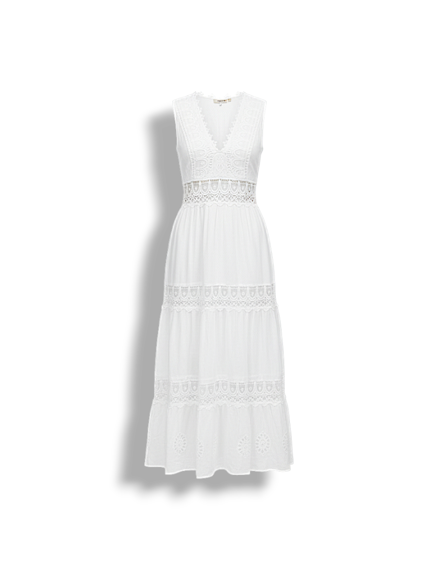 Marlee - Elegant Sleeveless Lace Dress with V-neck Design