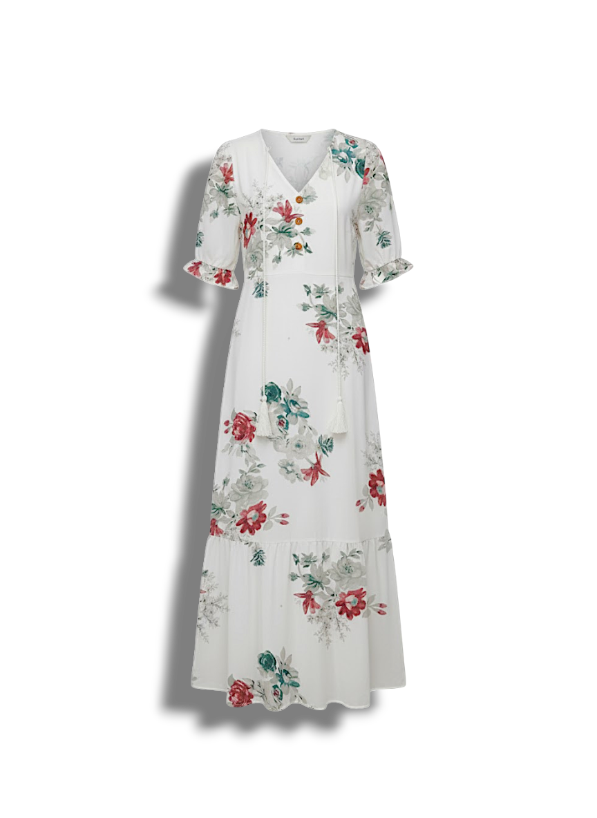 Golda - Floral Print Women's Maxi Dress for Summer Outings