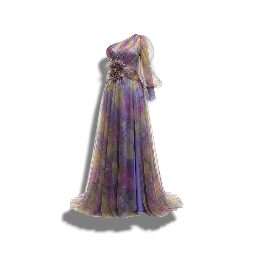 Ariella - Elegant Women's Long Summer Evening Gown with Floral Design