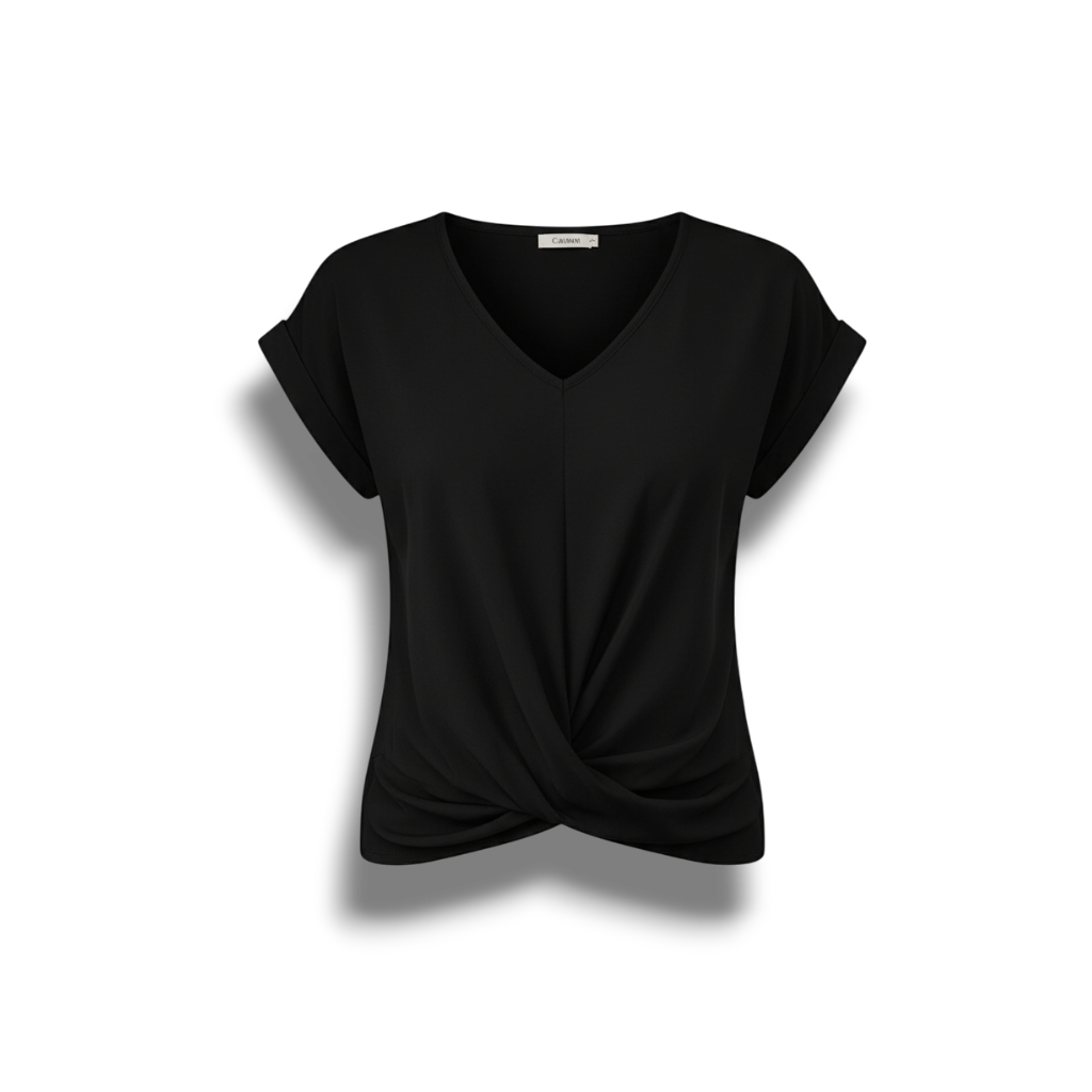 Nellie - Lightweight Women's Short Sleeve Top with V-neck and Twist Detail