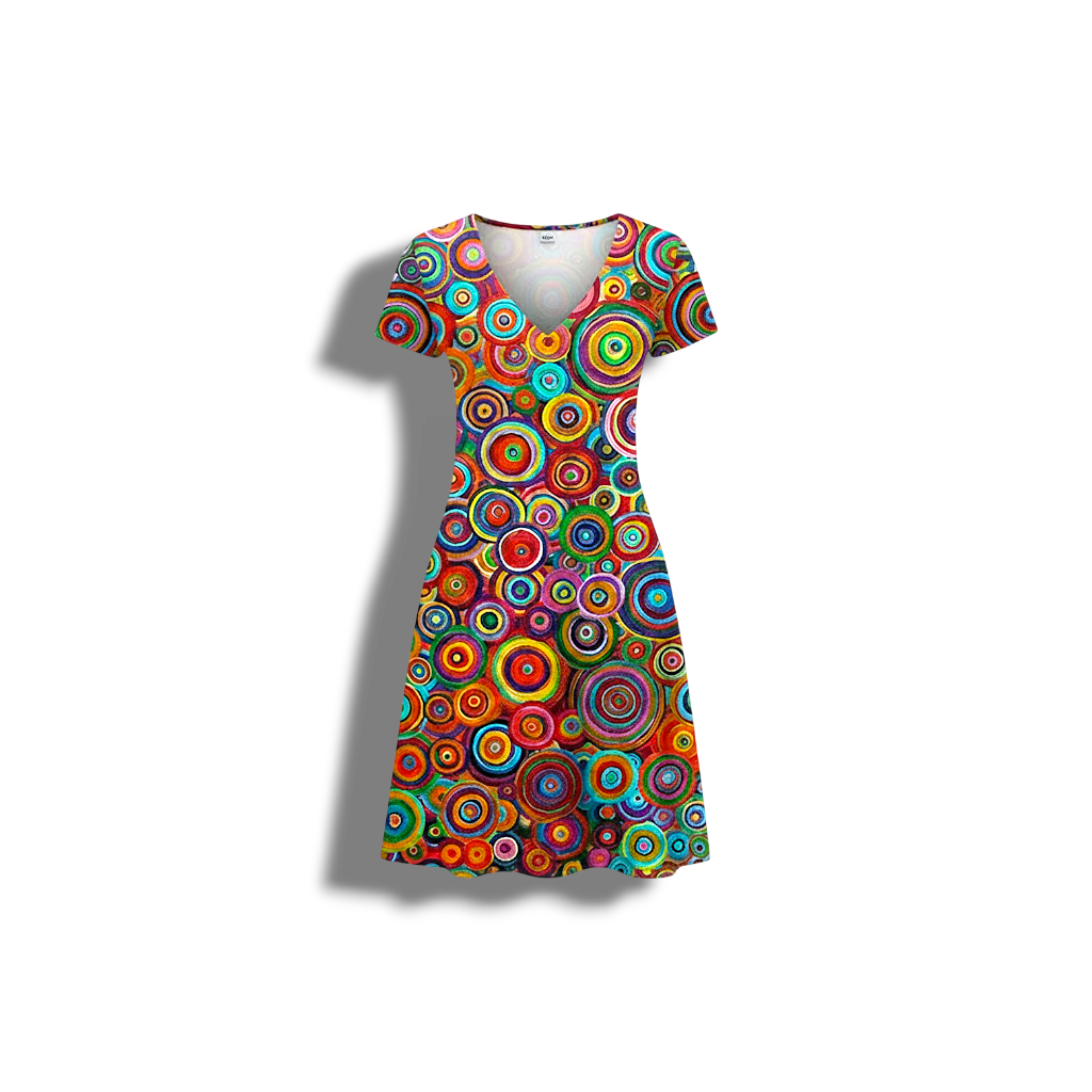 Benigna - Vibrant Women's Dress with Playful Patterns and Flattering Silhouette