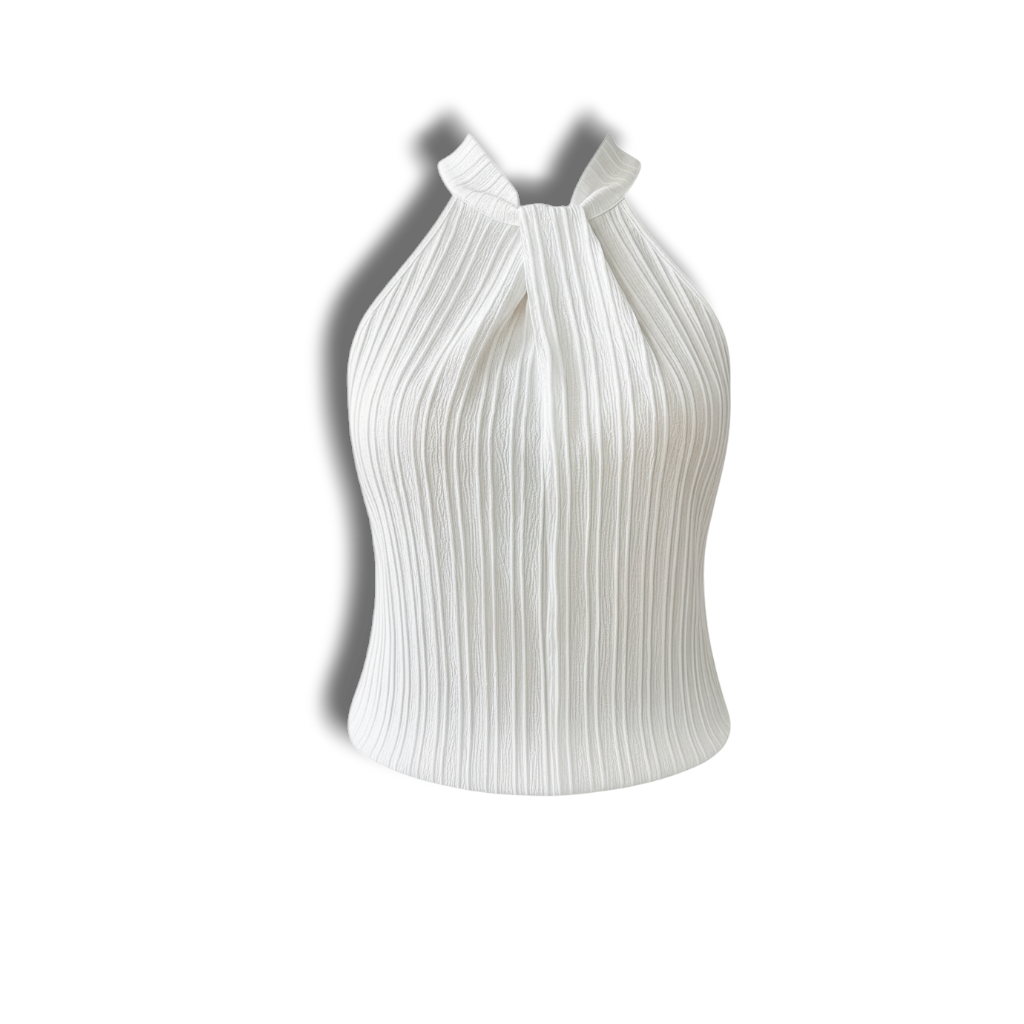 Joy - Elegant Halter Top with Chic Pleated Texture