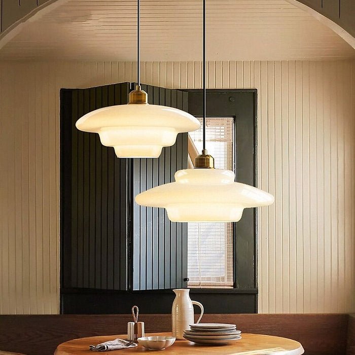 Sunlora - Nives Glass Pendant Lamp Cream White Adjustable Hanging