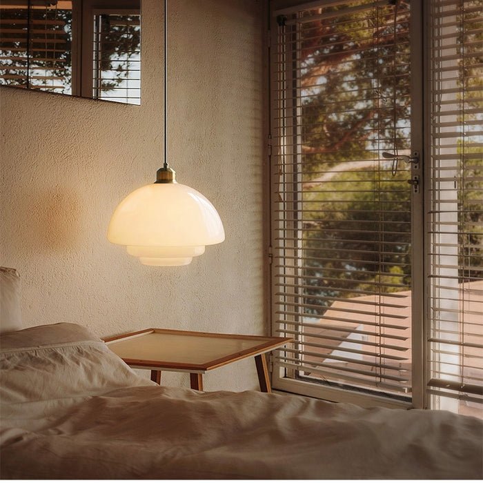 Sunlora - Nives Glass Pendant Lamp Cream White Adjustable Hanging