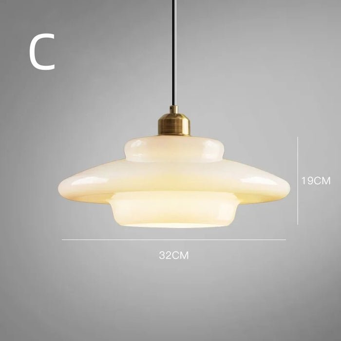 Sunlora - Nives Glass Pendant Lamp Cream White Adjustable Hanging