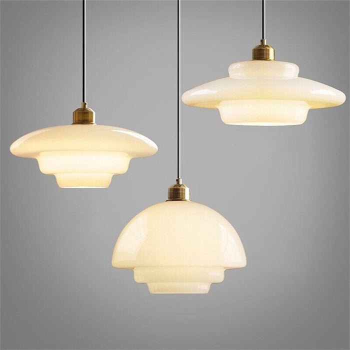 Sunlora - Nives Glass Pendant Lamp Cream White Adjustable Hanging
