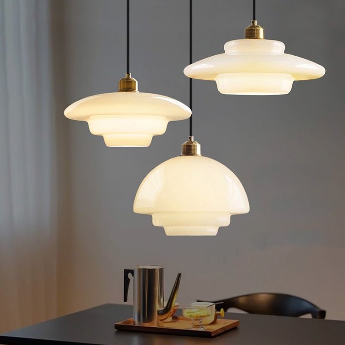 Sunlora - Nives Glass Pendant Lamp Cream White Adjustable Hanging