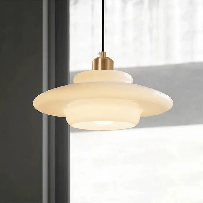 Sunlora - Nives Glass Pendant Lamp Cream White Adjustable Hanging