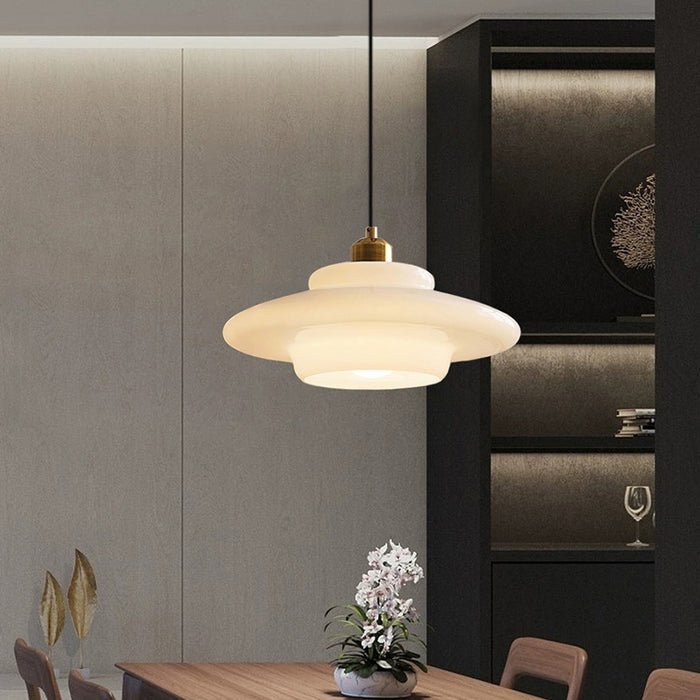 Sunlora - Nives Glass Pendant Lamp Cream White Adjustable Hanging