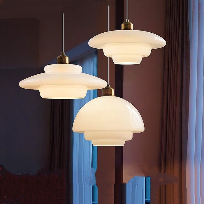 Sunlora - Nives Glass Pendant Lamp Cream White Adjustable Hanging
