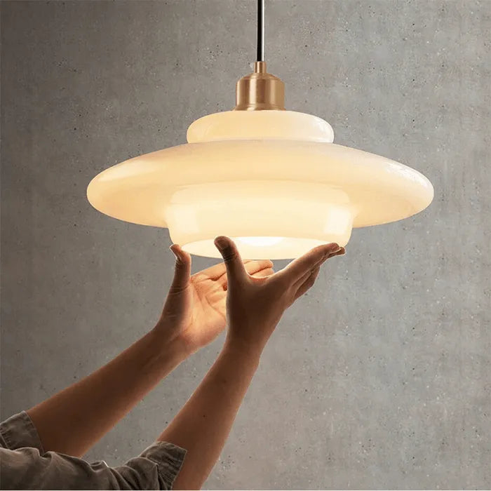 Sunlora - Nives Glass Pendant Lamp Cream White Adjustable Hanging