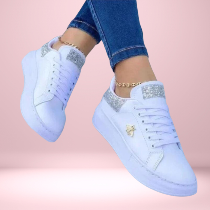 Octavia - Stylish Women's Glitter Sneakers with Metallic Accents