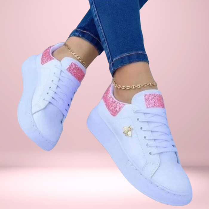 Octavia - Stylish Women's Glitter Sneakers with Metallic Accents