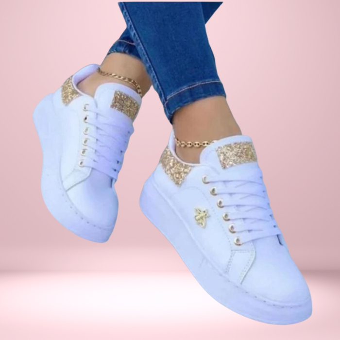 Octavia - Stylish Women's Glitter Sneakers with Metallic Accents
