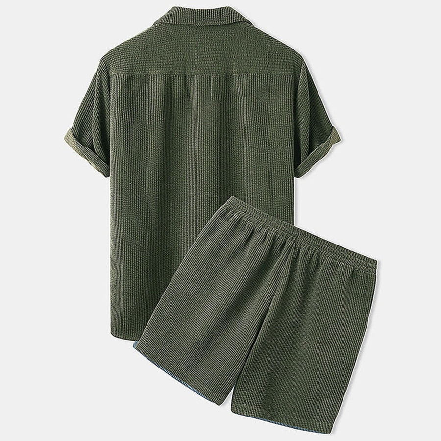 Tadhg - Relaxed Cord Short Sleeve Shirt And Shorts Set