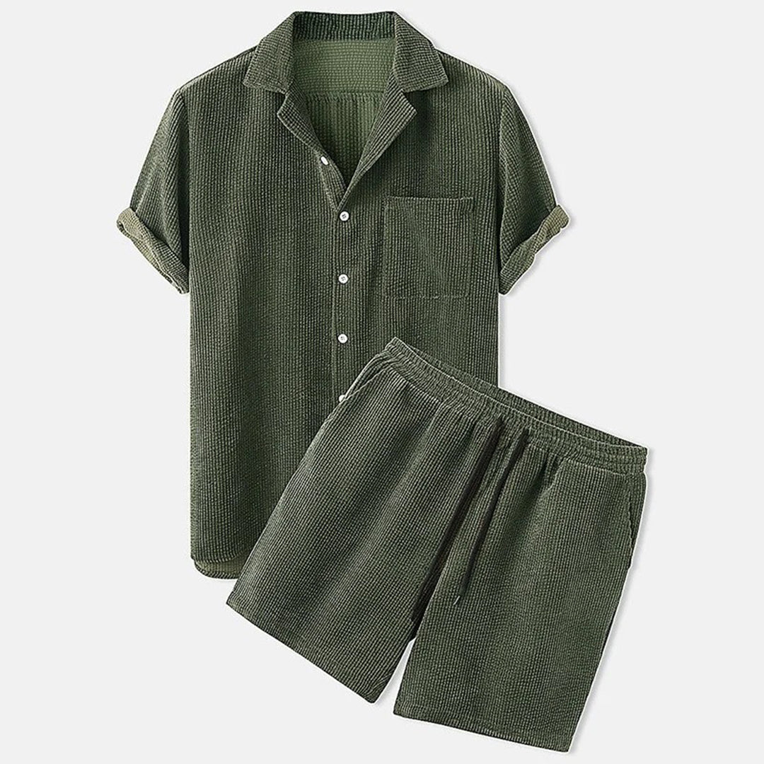 Tadhg - Relaxed Cord Short Sleeve Shirt And Shorts Set