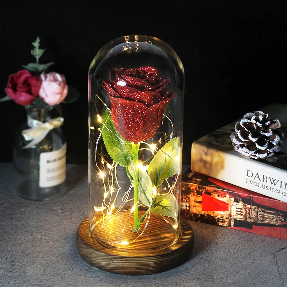 Floréra – Eternal Rose in Glass Dome with LED Light