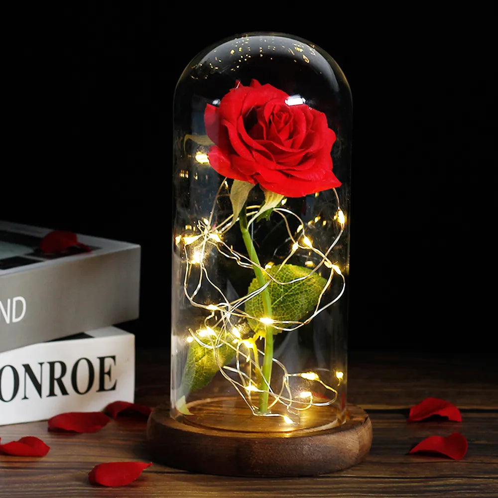 Floréra – Eternal Rose in Glass Dome with LED Light