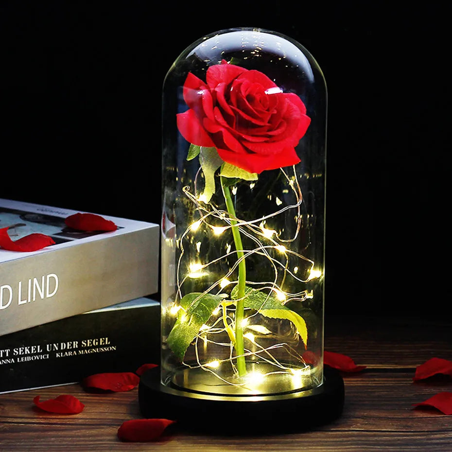 Floréra – Eternal Rose in Glass Dome with LED Light