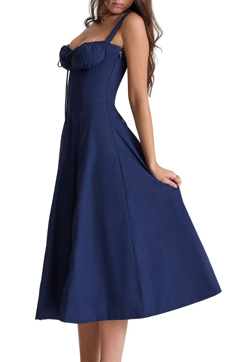 Nooria - Elegant Women's Floral Midi Dress with Flared Skirt