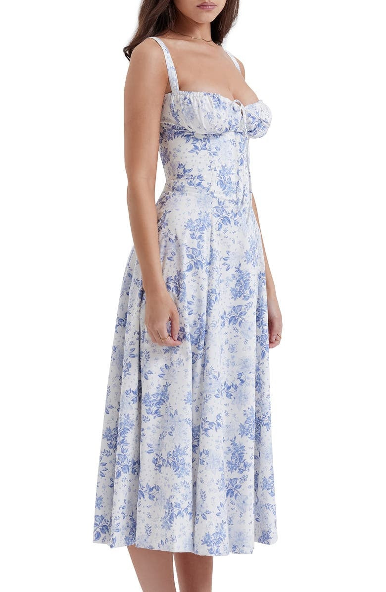 Nooria - Elegant Women's Floral Midi Dress with Flared Skirt