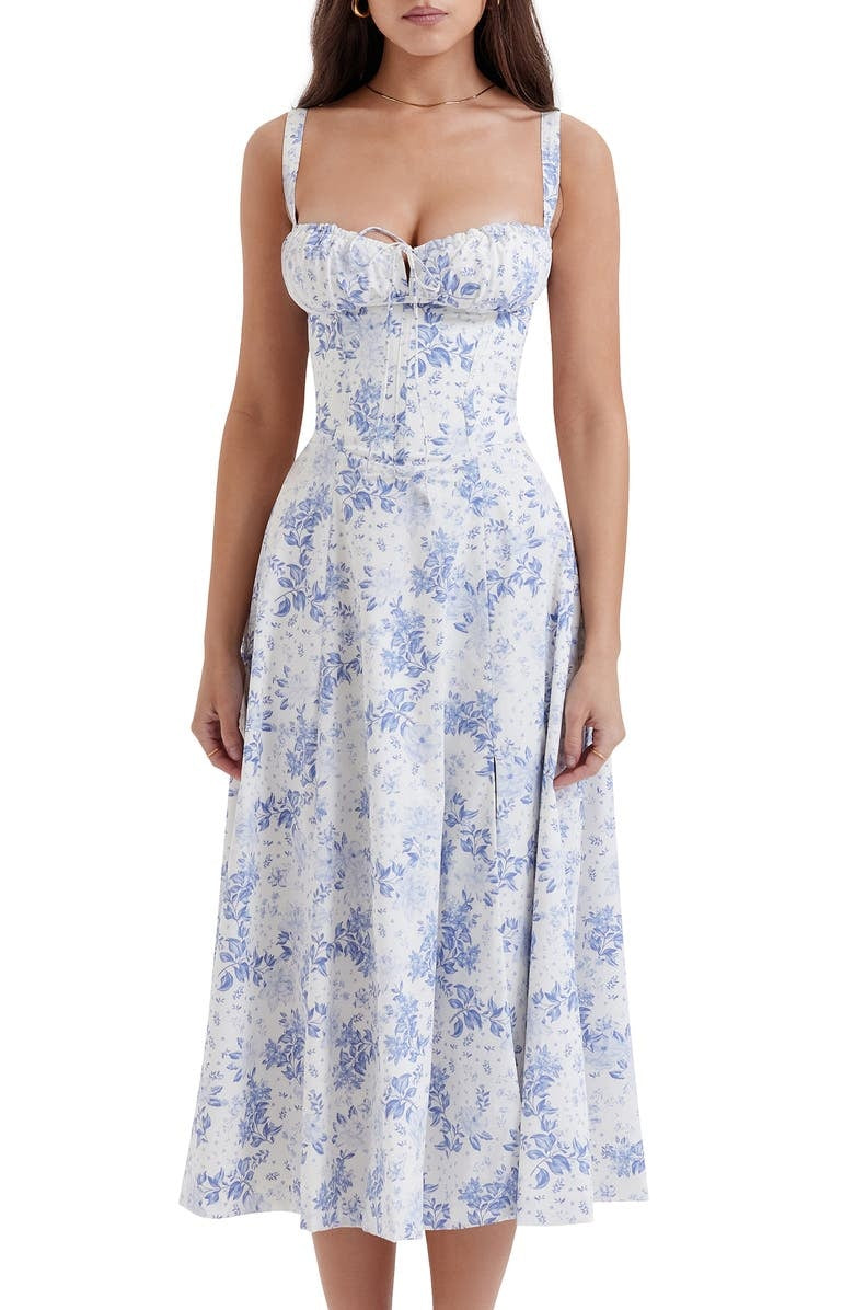Nooria - Elegant Women's Floral Midi Dress with Flared Skirt
