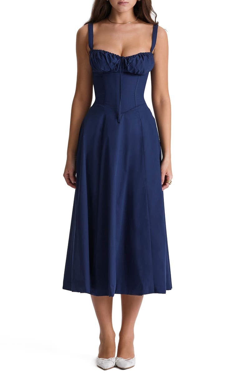 Nooria - Elegant Women's Floral Midi Dress with Flared Skirt