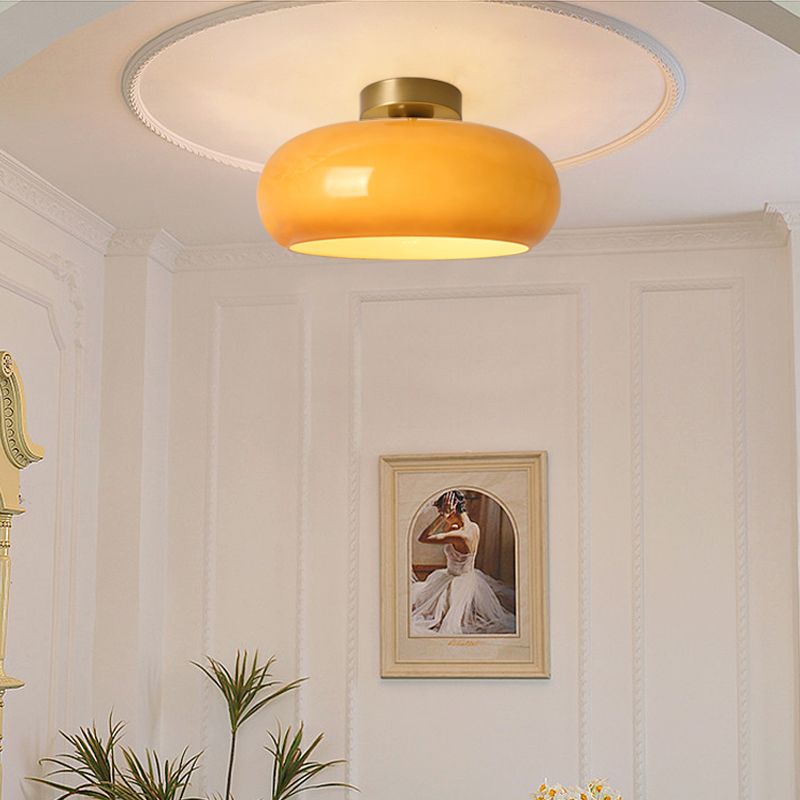 Ambrelle – Round Ceiling Light with Amber Glass Shade