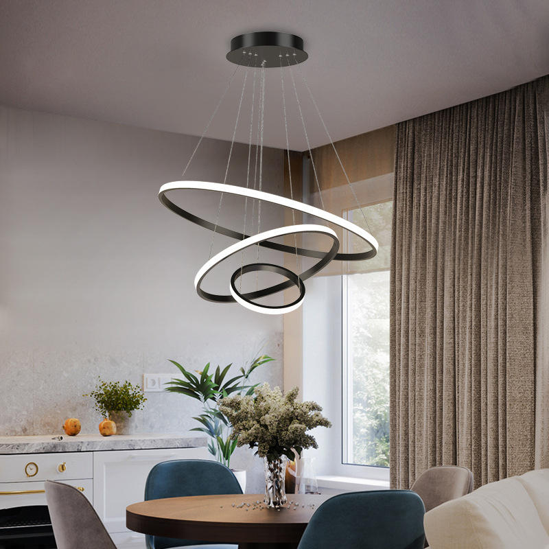 Decoria - ArishaLight Modern Triple Ring Led Chandelier Dining Room