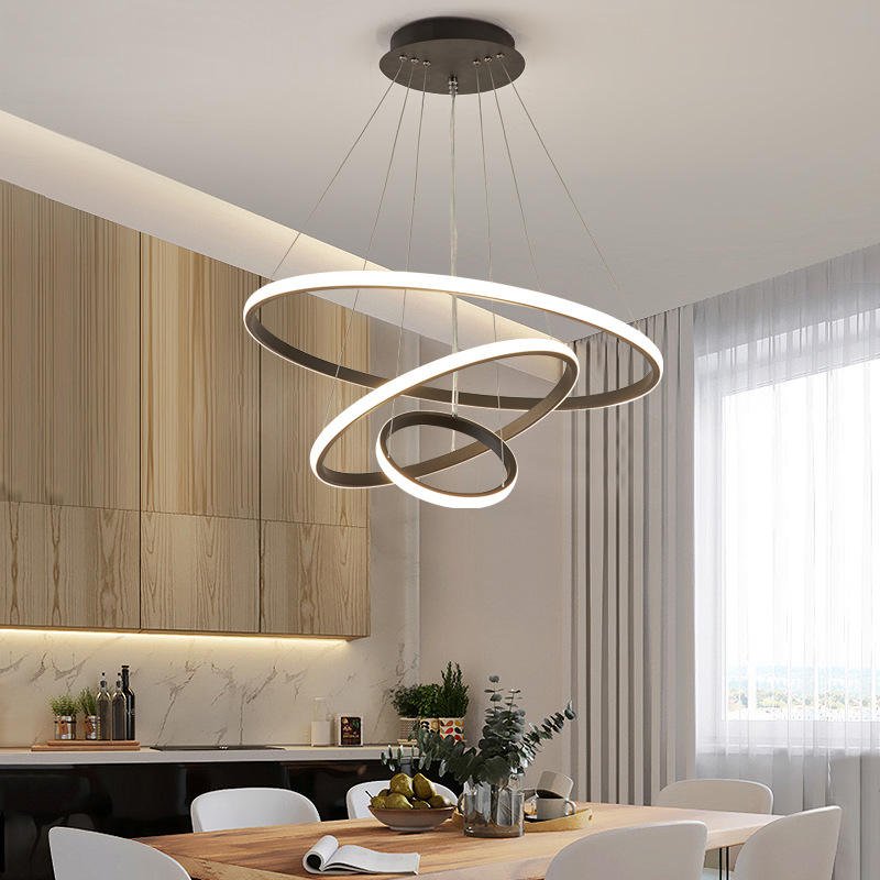 Decoria - ArishaLight Modern Triple Ring Led Chandelier Dining Room