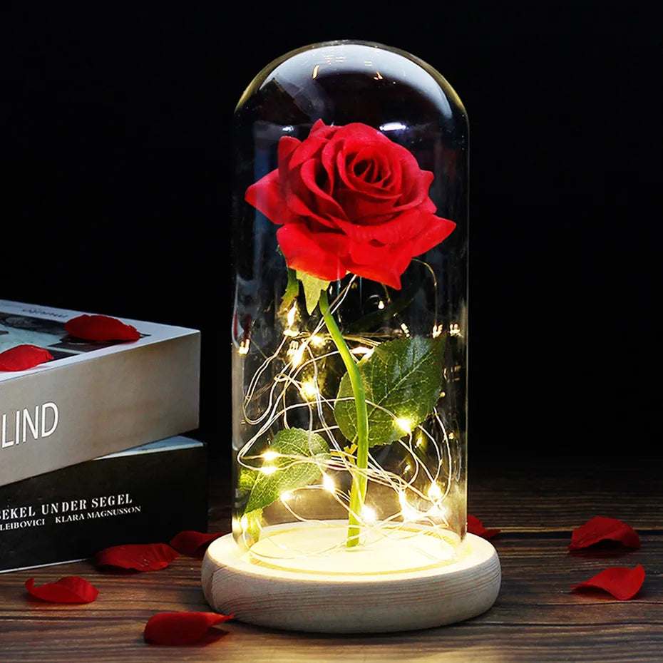 Floréra – Eternal Rose in Glass Dome with LED Light