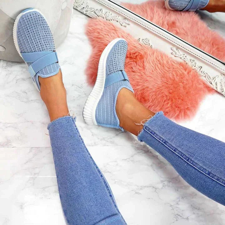 Anne - Stylish Women's Slip-On Sneakers with Velcro Closure