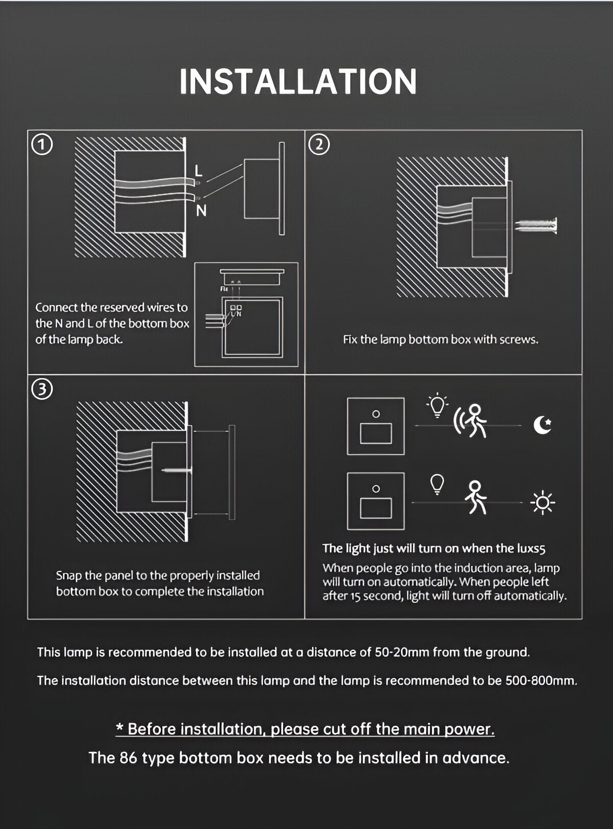 Enyra - LumiStep Motion Sensor Flush Mount Wall Light For Stairs