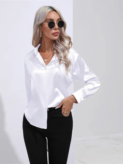 Damara - Elegant Loose Satin Long Sleeve Blouse for Women
