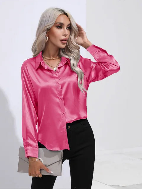 Damara - Elegant Loose Satin Long Sleeve Blouse for Women