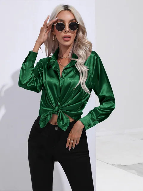Damara - Elegant Loose Satin Long Sleeve Blouse for Women