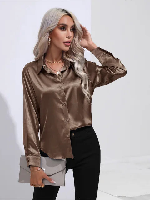 Damara - Elegant Loose Satin Long Sleeve Blouse for Women