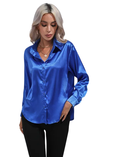 Damara - Elegant Loose Satin Long Sleeve Blouse for Women