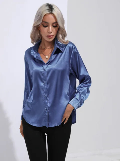 Damara - Elegant Loose Satin Long Sleeve Blouse for Women