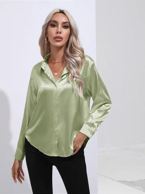 Damara - Elegant Loose Satin Long Sleeve Blouse for Women