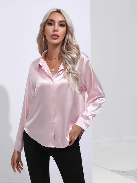 Damara - Elegant Loose Satin Long Sleeve Blouse for Women