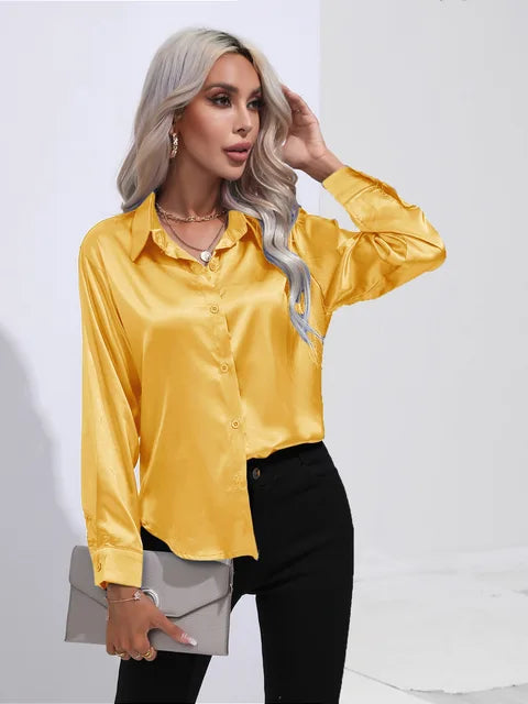 Damara - Elegant Loose Satin Long Sleeve Blouse for Women