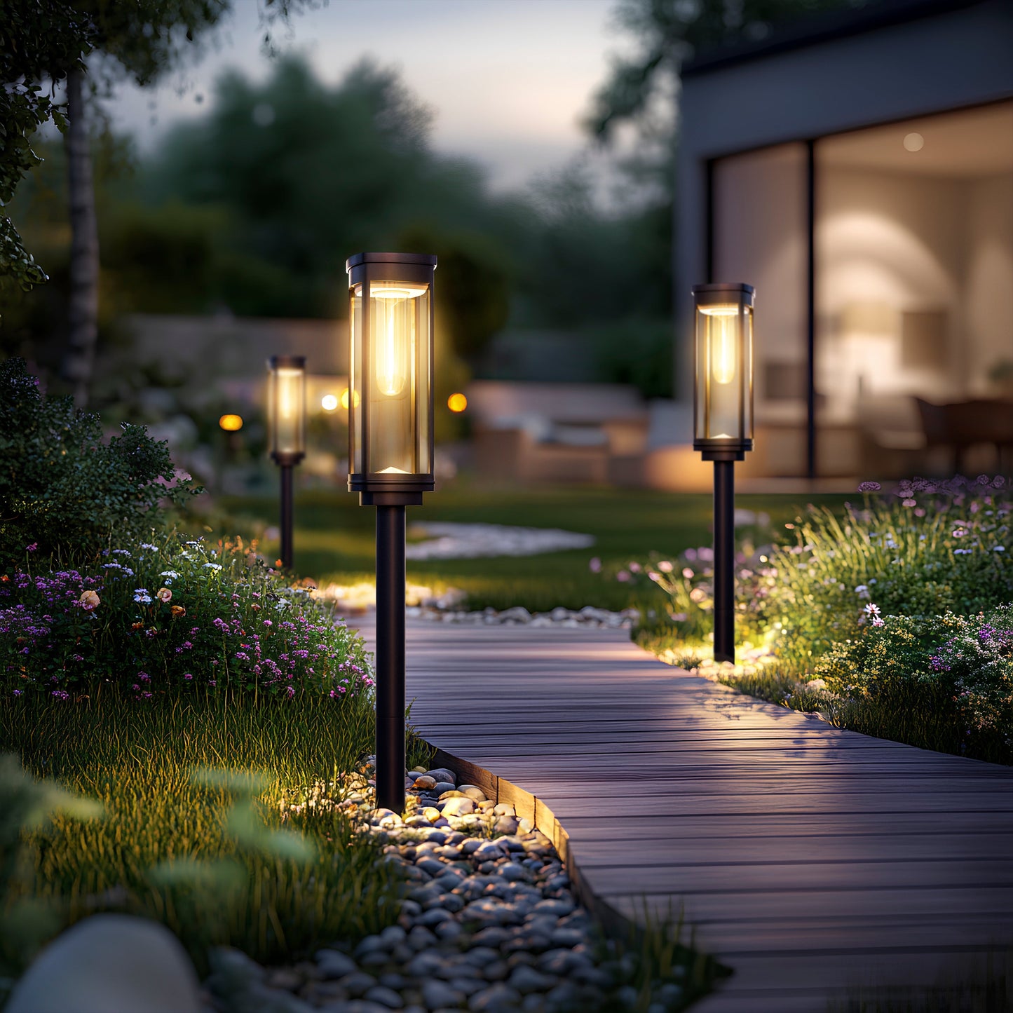 Brynn - Solar powered outdoor pathway lights with sleek modern design