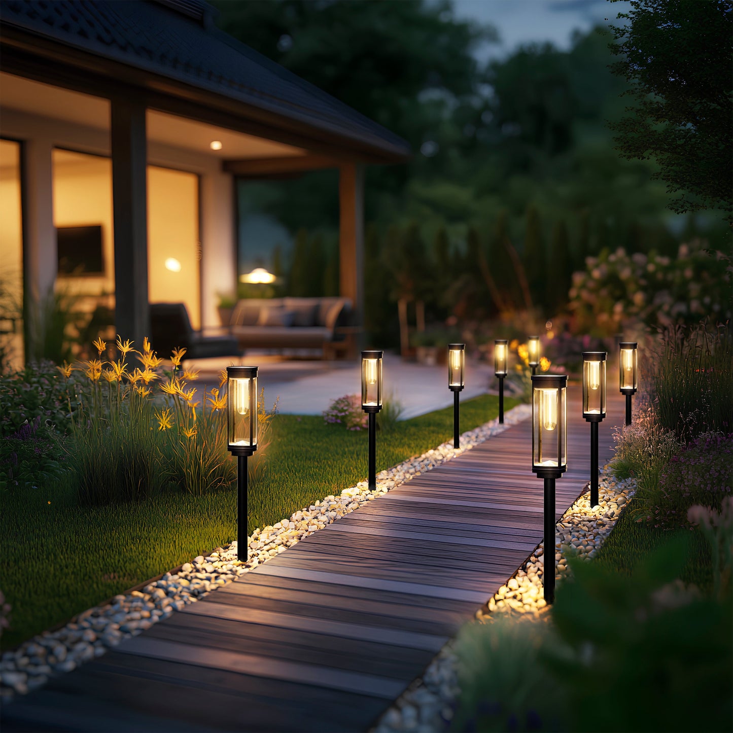 Brynn - Solar powered outdoor pathway lights with sleek modern design