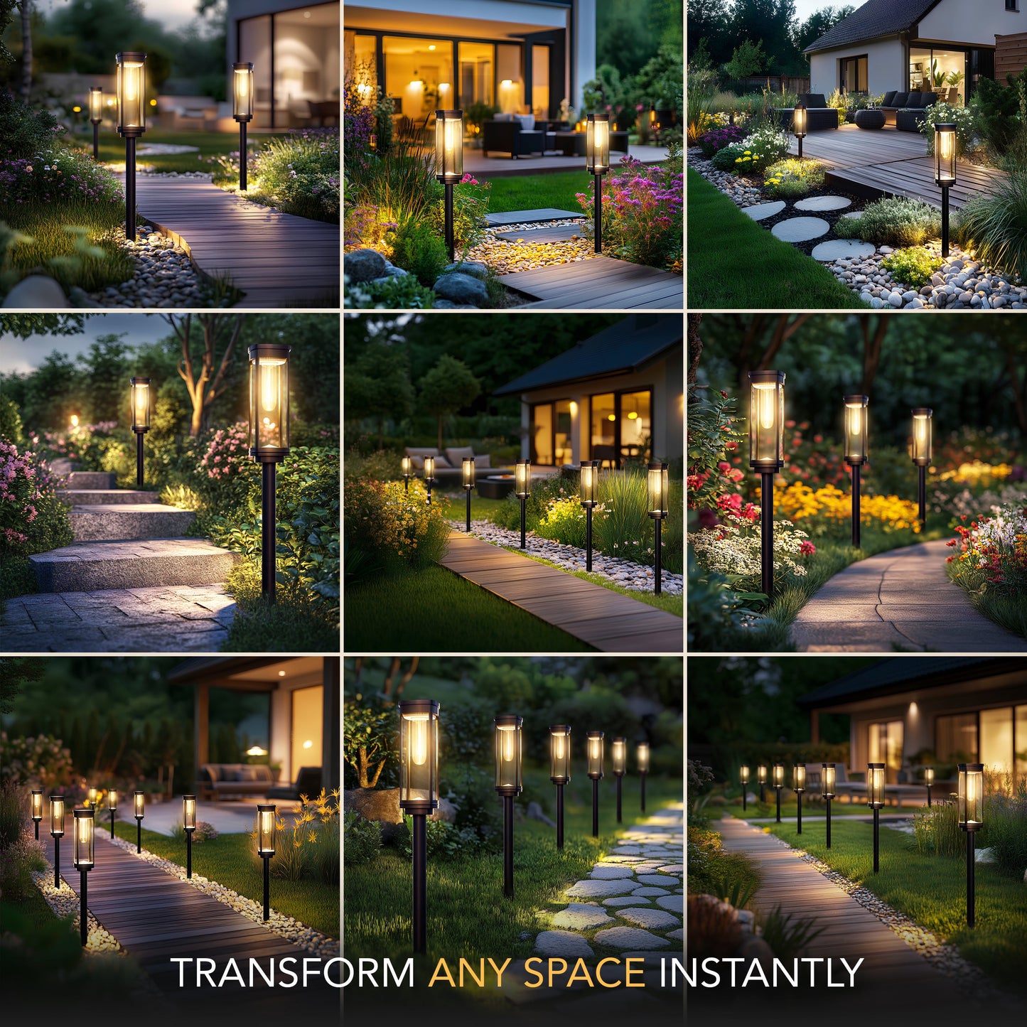 Brynn - Solar powered outdoor pathway lights with sleek modern design
