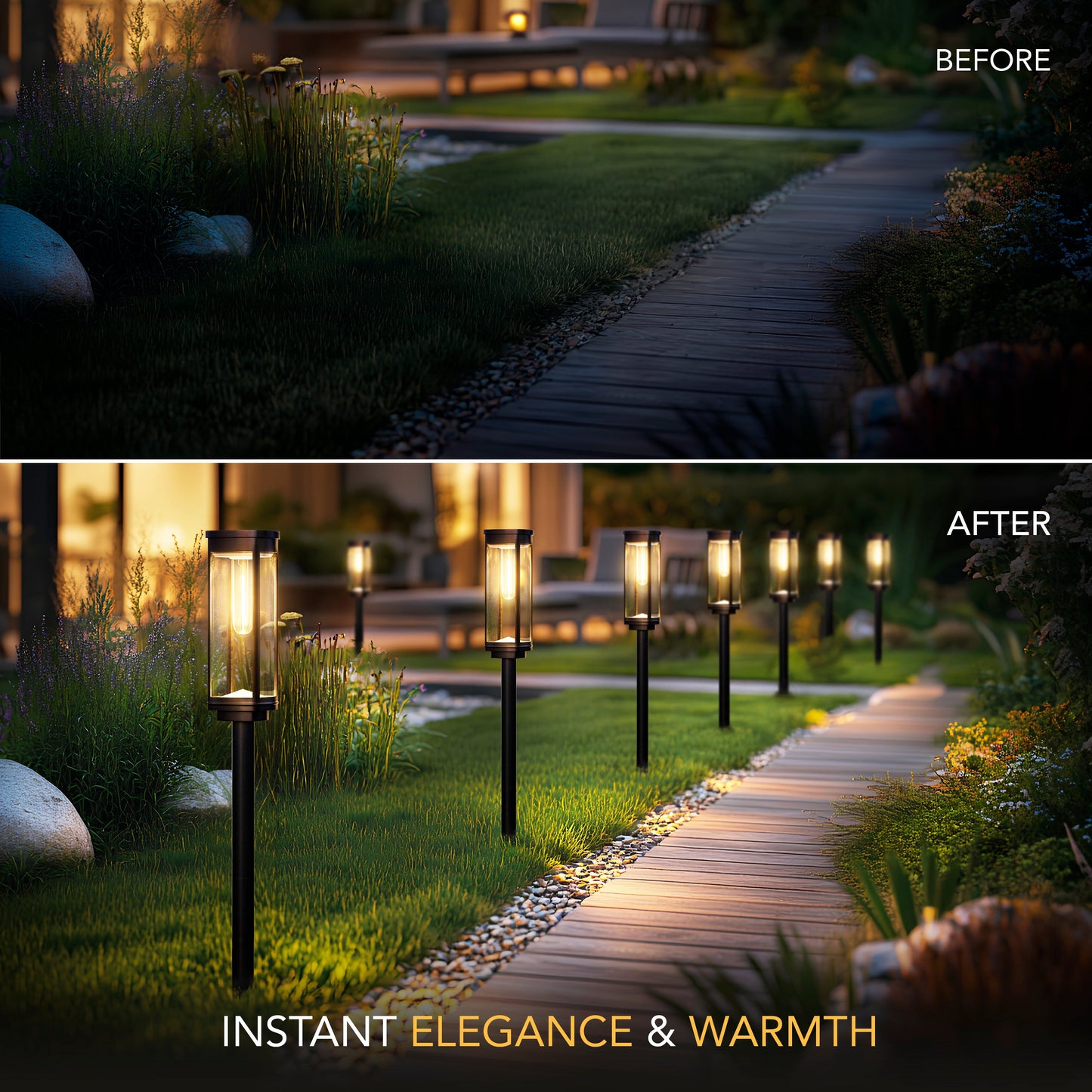 Brynn - Solar powered outdoor pathway lights with sleek modern design