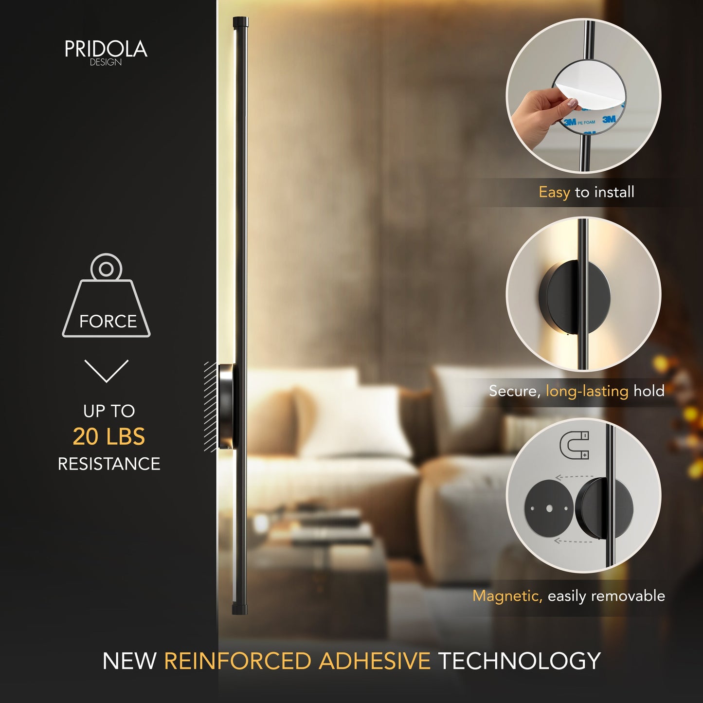 Bernadette - Wireless modern wall lights set with sleek rechargeable design
